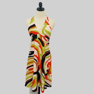 SEARLE  Halter Dress with Retro Print- Size 8